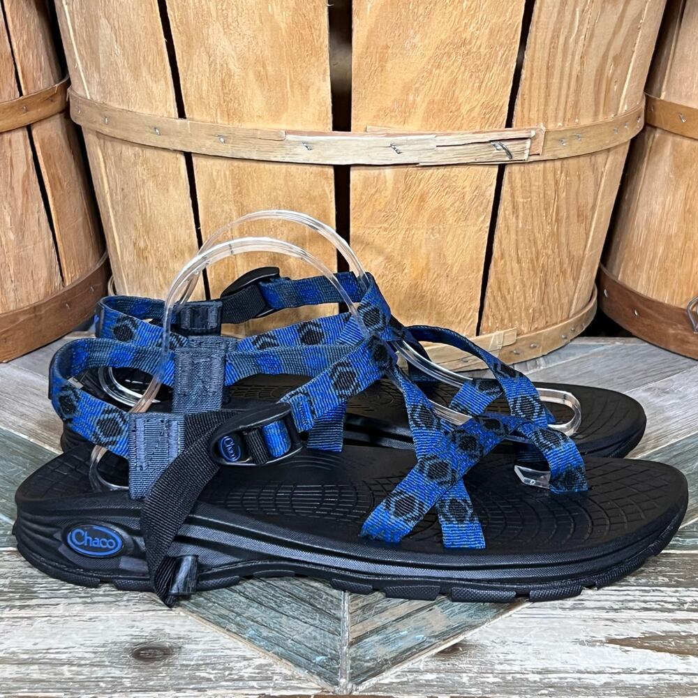 Chaco Z/2 EcoTread Blue Black Tribal Abstract Rafting Hiking Sandals Men Size 13